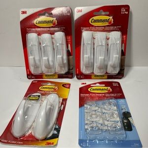 3M Command Large Utility Hook Variety Lot of 4 Packs-  3x 5 LB Pks & 1 Mini Size